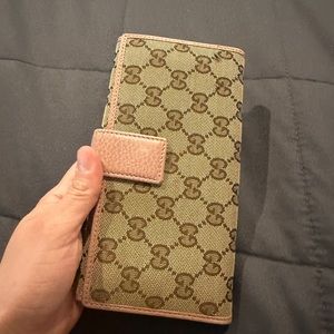 Brown and pink wallet